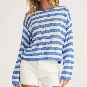 Z Supply Prado Blue and White Sweater